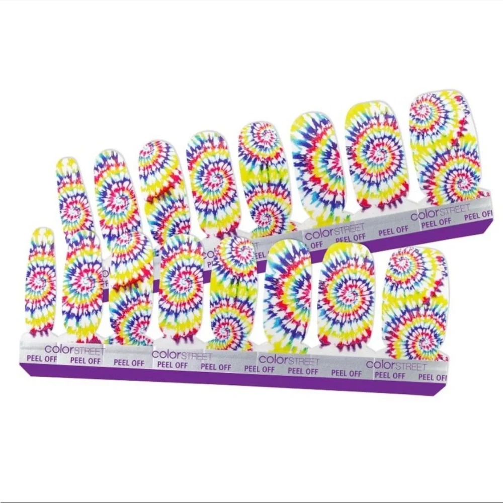 *Retired* Color Street: Wanna Peace of Me? | Tie-Dye Rainbow Summer White Yellow - Picture 9 of 9